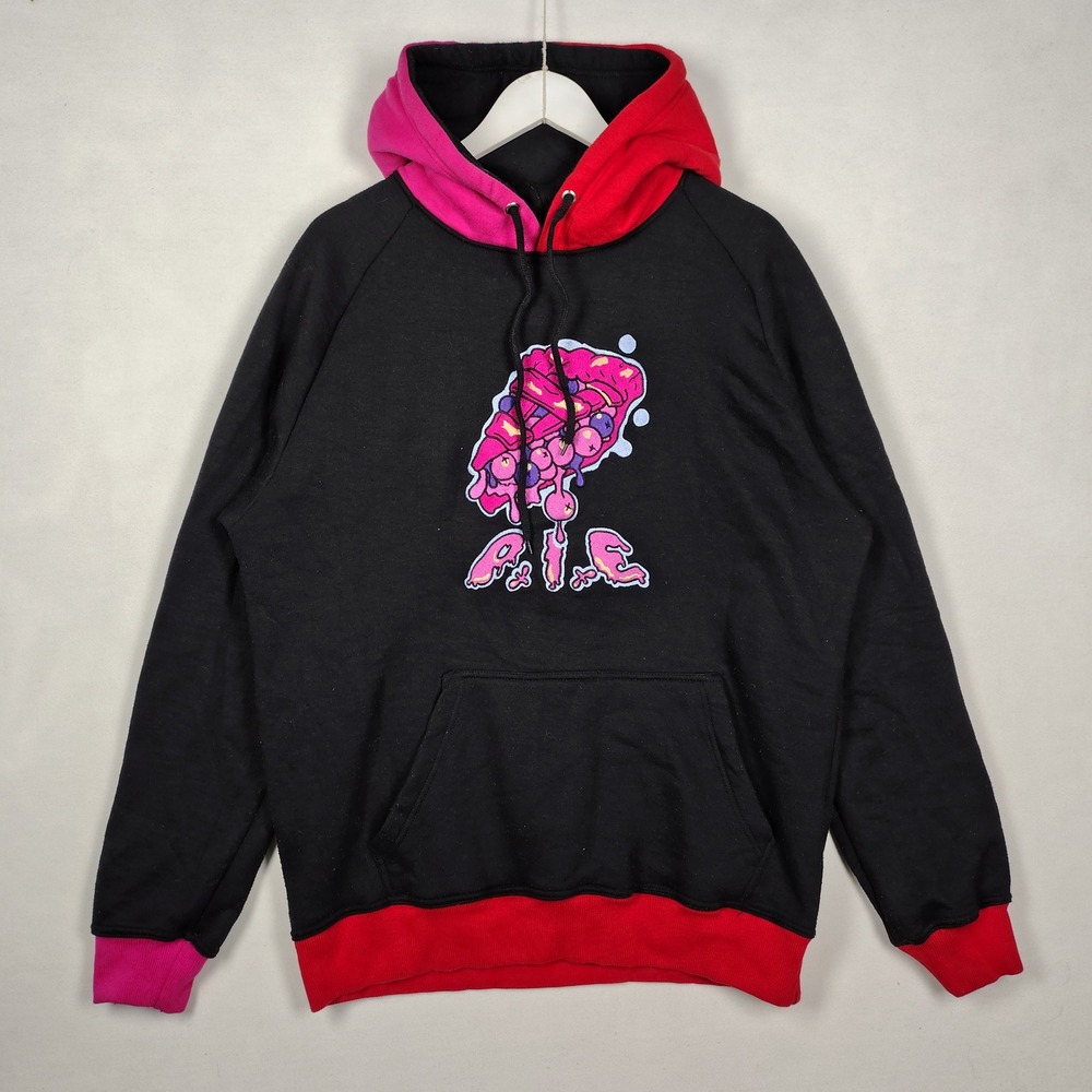 Plugged In Ent Hoodie XL Black Red Pink Colorblock Dripping Pie Streetwear